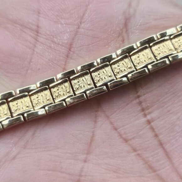 Elgin Bracelet Gold Tone Fashion Unisex Wrist Band Fancy Jewelry Size 6 in NWOT - Picture 7 of 10